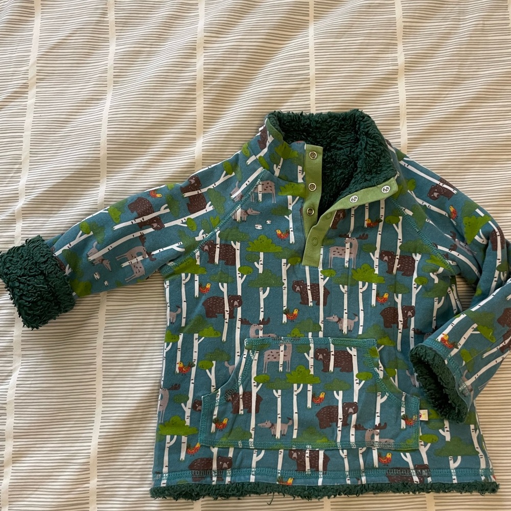 Adorable Organic Cotton fuzzy-lined sweater